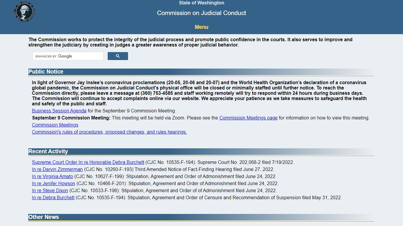 CJC - Commission on Judicial Conduct for the State of Washington